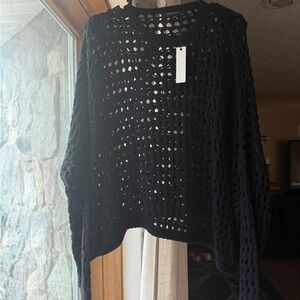Oversized slouchy Black Crochet Women Sweater